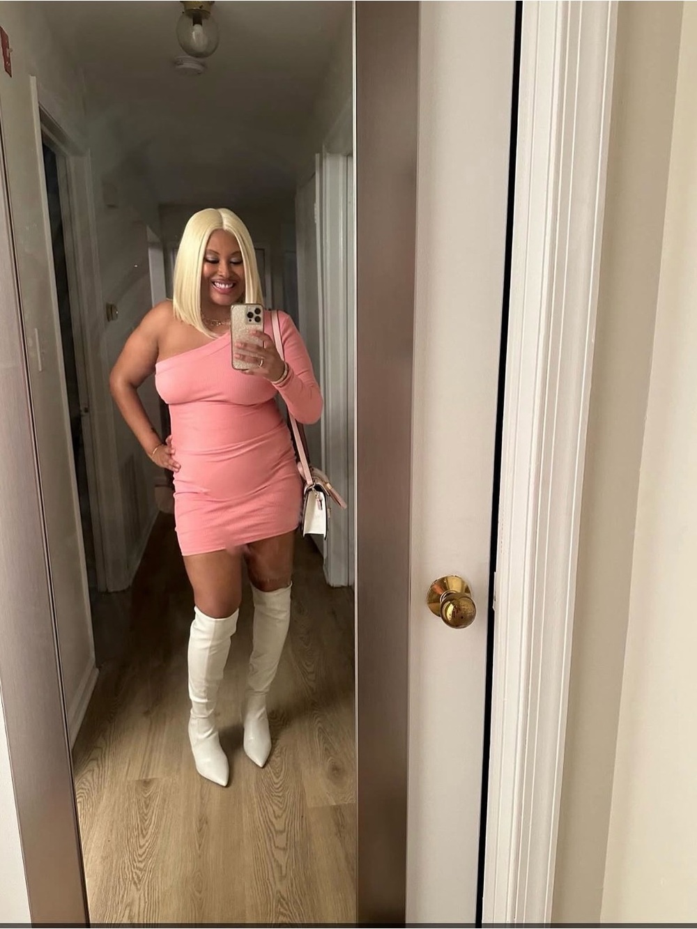 Fashion Nova Mauve Pink One-Shoulder Ribbed Bodycon Dress